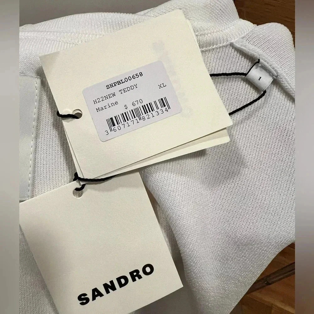 SANDRO | Reynold logo-embroidered zip-up hoodie | White | XL | NWT - Picture 8 of 9